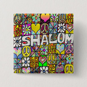 Chapa Cuadrada Retro años 60 Psicodélico Shalom AMOR