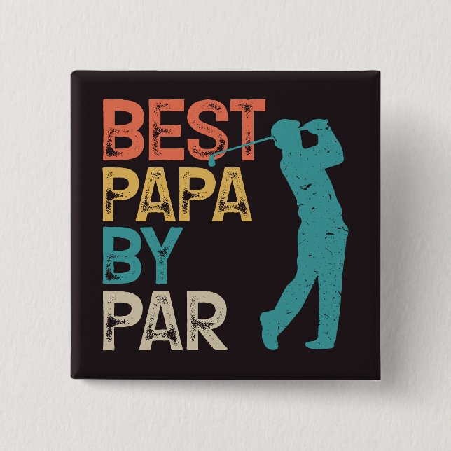 Chapa Cuadrada Retro Golfer - Mejor Papa por Par (Anverso)