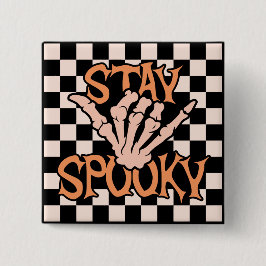 Chapa Cuadrada Retro Groovy Checkered Stay Spooky Halloween