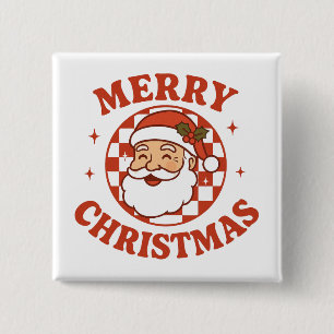 Chapa Cuadrada Retro Santa Claus Feliz Navidad Vintage