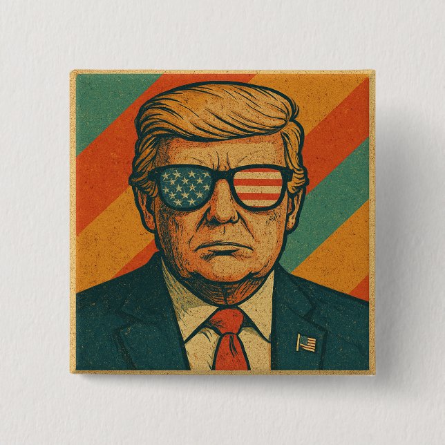 Chapa Cuadrada Retro Trump Pin (Anverso)