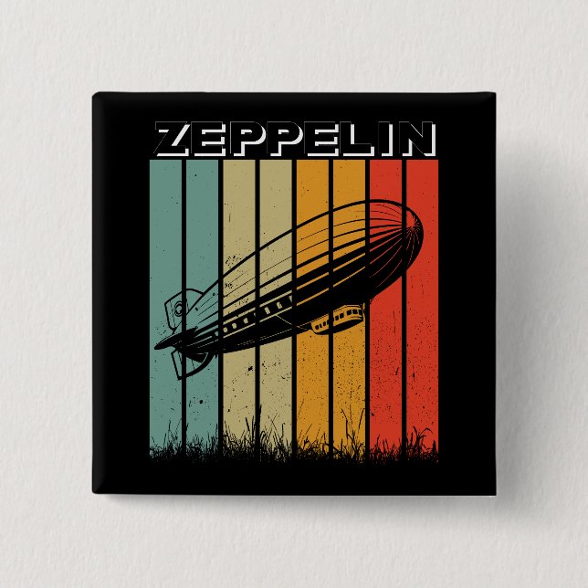 Chapa Cuadrada Retro Zeppelin Dirigible Airship Zepelin Zepplin (Anverso)