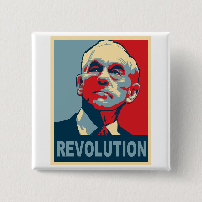 Chapa Cuadrada Revolución de Ron Paul (Anverso)