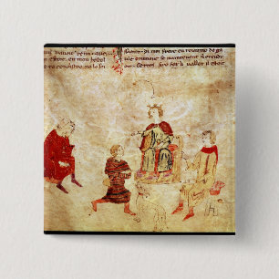 Chapa Cuadrada Rey Arturo en su trono rodeado