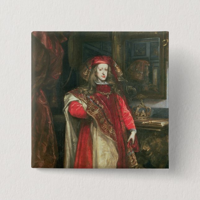 Chapa Cuadrada Rey Charles II de España (Anverso)