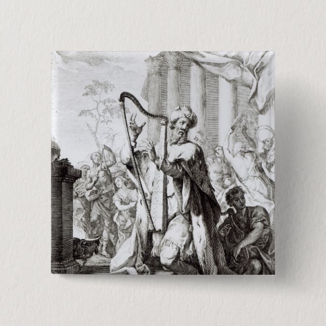 Chapa Cuadrada Rey David Playing el Lyre (Anverso)
