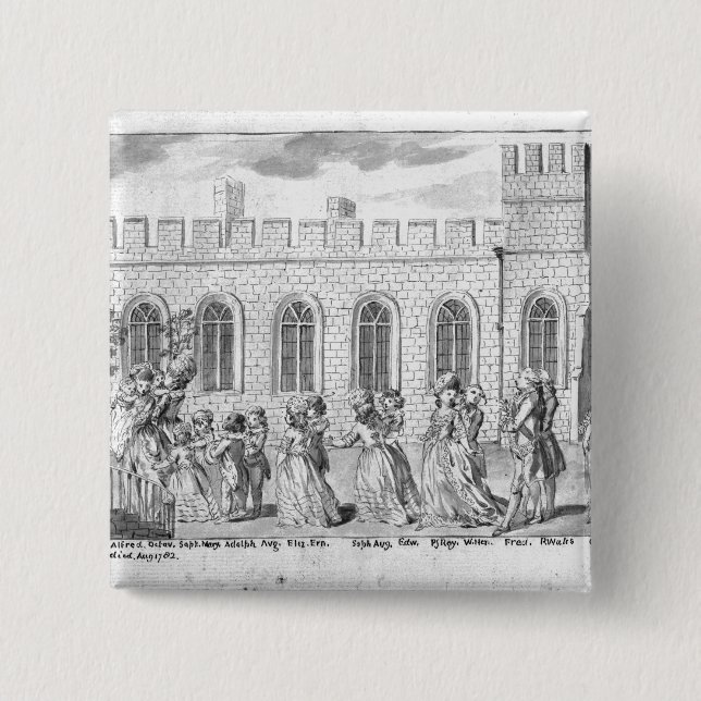 Chapa Cuadrada Rey George III y reina Charlotte (Anverso)