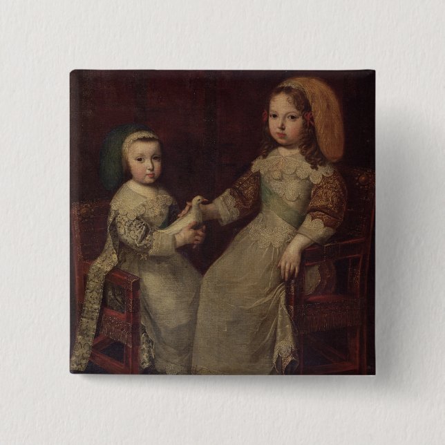 Chapa Cuadrada Rey Louis XIV (1638-1715) como niño con Philipp (Anverso)