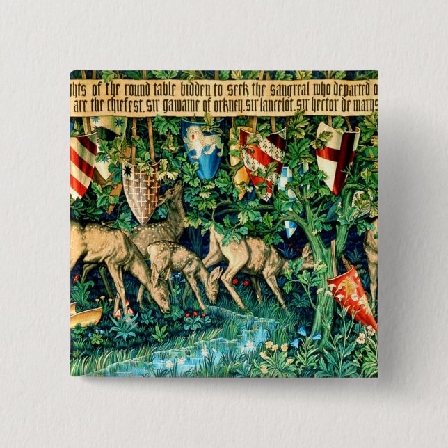 Chapa Cuadrada Rey Medieval Arthur William Morris (Anverso)