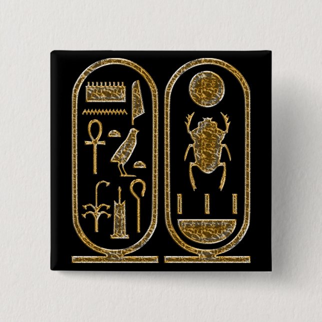 Chapa Cuadrada Rey Tut Hieroglyphics (Anverso)