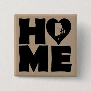 Chapa Cuadrada Rhode Island Home Heart State Button Badge Pin