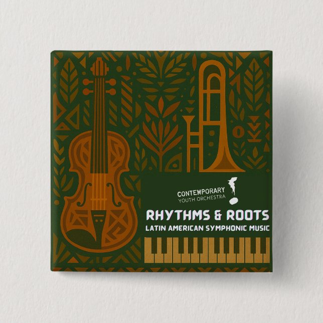 Chapa Cuadrada Rhythms & Roots Button (Anverso)