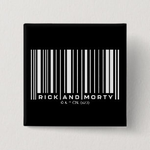 Chapa Cuadrada Rick and Morty Bar Code Graphic