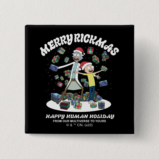 Chapa Cuadrada Rick y Morty | Merry Rickmas Presents (Anverso)