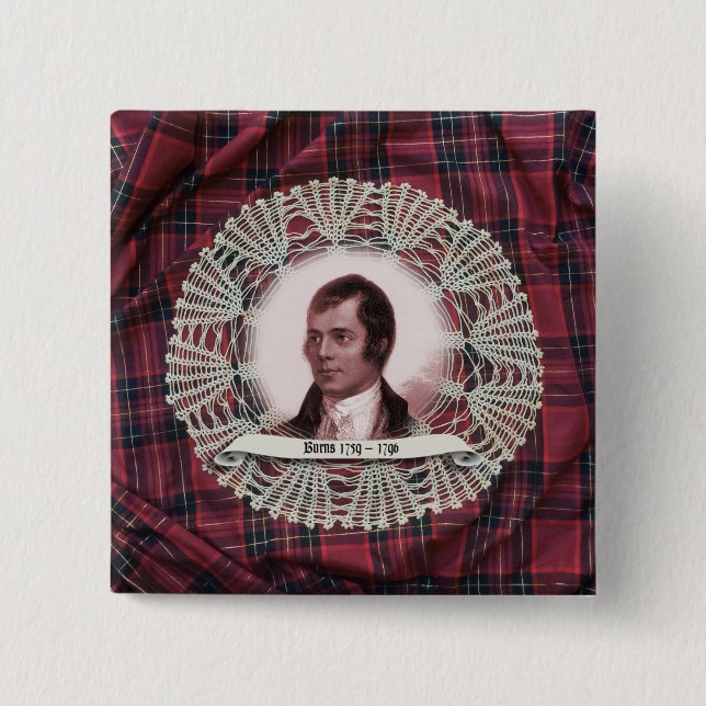 Chapa Cuadrada Robbie Burns Pin cuadrado Highland (Anverso)