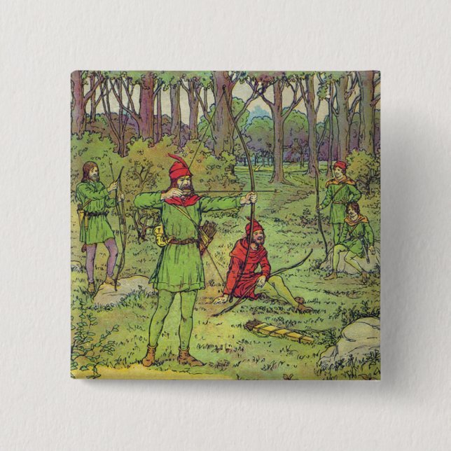 Chapa Cuadrada Robin Hood en el bosque (Anverso)