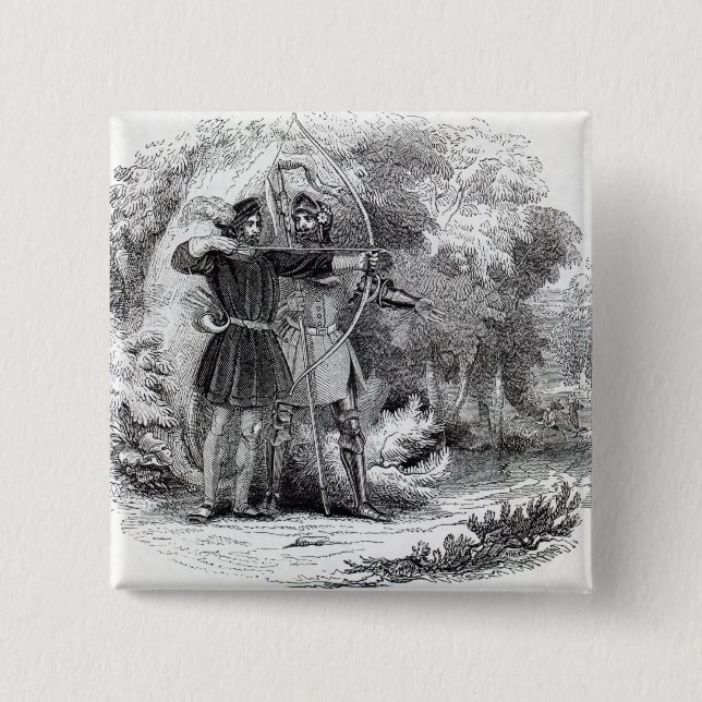 Chapa Cuadrada Robin Hood y pequeño Juan (Anverso)