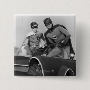 Chapa Cuadrada Robin y Batman Standing en Batmobile