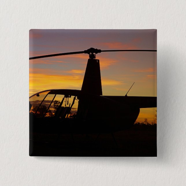 Chapa Cuadrada Robinson R44 helicopter at sunset (Anverso)