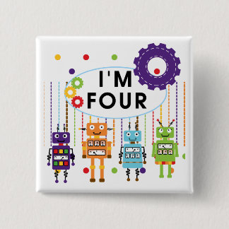 Chapa Cuadrada Robot 4ª camisetas de cumpleaños y regalos