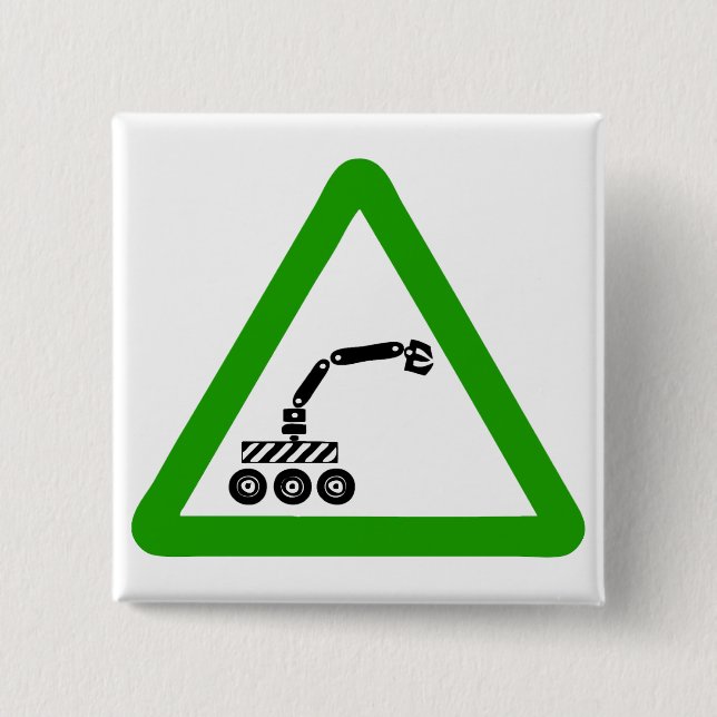 Chapa Cuadrada Robot Crossing Warning Sign (Anverso)