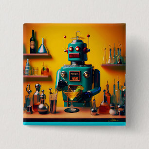Chapa Cuadrada Robot Retro Futurista ROBIA 12J2 Mixólogo