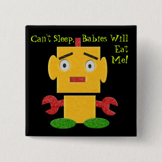 Chapa Cuadrada Robot retro lindo - amarillo - no puede dormir