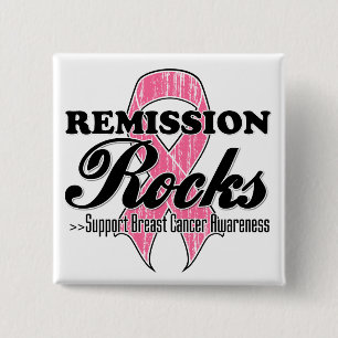 Chapa Cuadrada Rocas de la remisión - conciencia del cáncer de