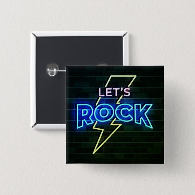 Chapa Cuadrada Rock Lightning Bolt 2 (Anverso y reverso)