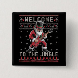Chapa Cuadrada Rock n Roll Navidad Rocker Santa Suéter Feo De Nav