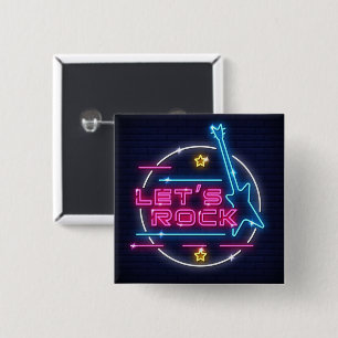 Chapa Cuadrada Rock Retro Neon