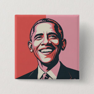 Chapa Cuadrada Rojo, Blanco y Azul Patriótico Barack Obama