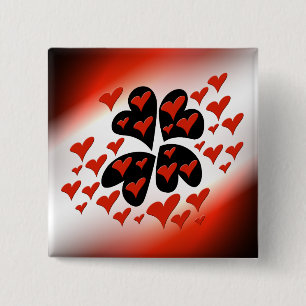 Chapa Cuadrada Rojo en los corazones negros