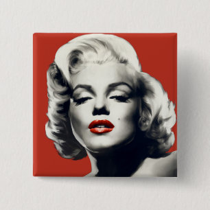 Chapa Cuadrada Rojo en los labios rojos Marilyn