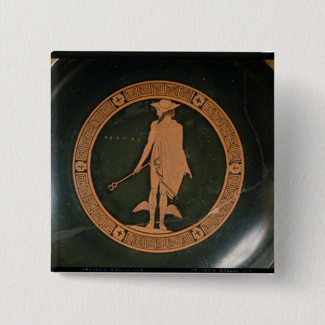 Chapa Cuadrada Rojo-figura griega taza, representando a dios (Anverso)