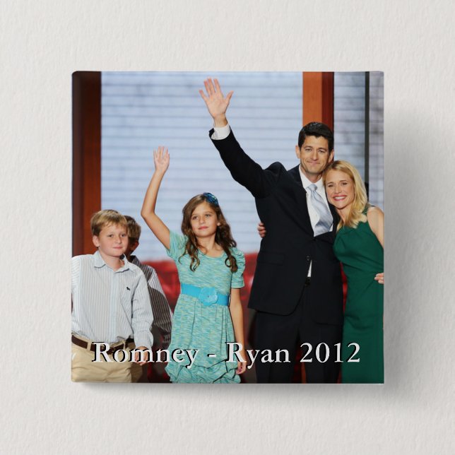 Chapa Cuadrada ¡Romney-Ryan 2012!!! (Anverso)