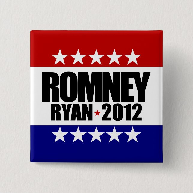Chapa Cuadrada Romney Ryan 2012 (Anverso)