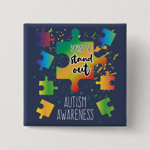 Chapa Cuadrada Rompecabezas de Conciencia del Autismo Nacidos par
