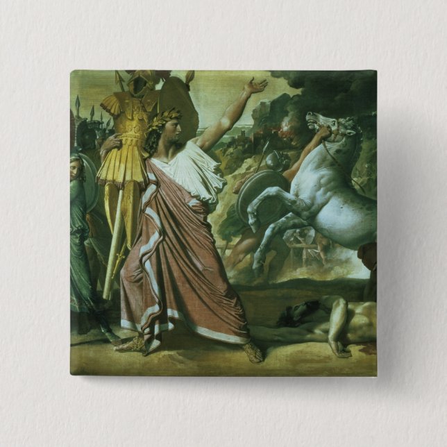 Chapa Cuadrada Romulus, conquistador de Acron, llevando su botín (Anverso)