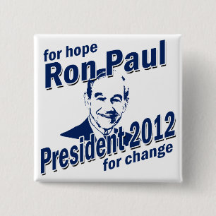 Chapa Cuadrada Ron Paul para la esperanza y el cambio
