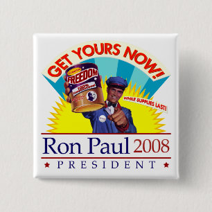 Chapa Cuadrada Ron Paul para presidente Retro Button