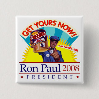Chapa Cuadrada Ron Paul para presidente Retro Button