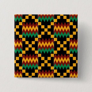 Chapa Cuadrada Ropa de Kente negra, verde, roja y amarilla