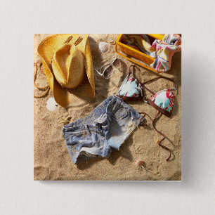 Chapa Cuadrada Ropa dejada detrás en la playa