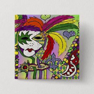 Chapa Cuadrada Ropa Regalos Máscaras de Plumas de Mardi Gras Psic