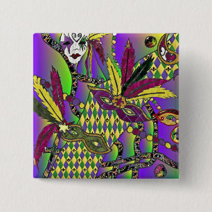 Chapa Cuadrada Ropa Regalos Máscaras de Plumas de Mardi Gras Psic