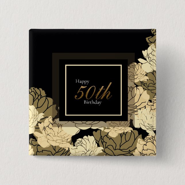 Chapa Cuadrada Rosa de 50 años de oro, bronceado y amarillo (Anverso)