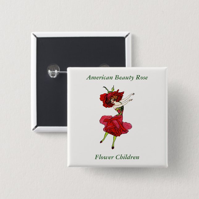 Chapa Cuadrada Rosa de belleza norteamericano, flores extravagant (Anverso y reverso)