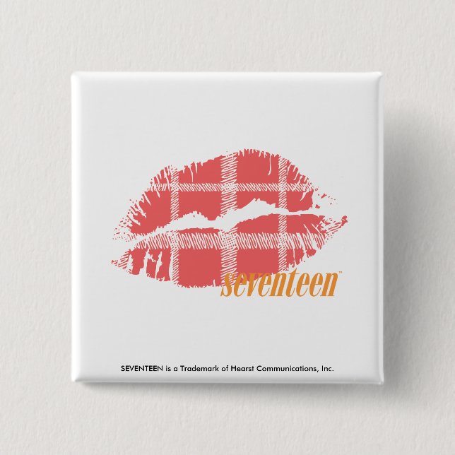 Chapa Cuadrada Rosa de la tela escocesa (Anverso)