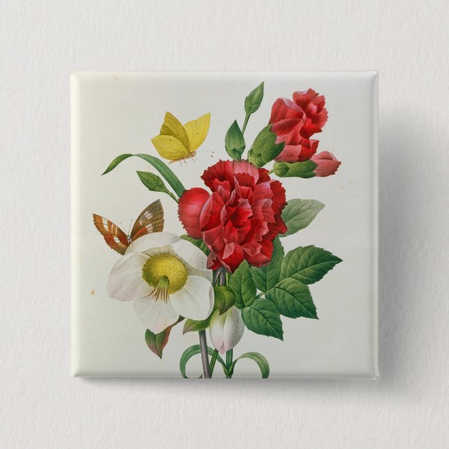 Chapa Cuadrada Rosa de navidad, Helleborus Niger (Anverso)
